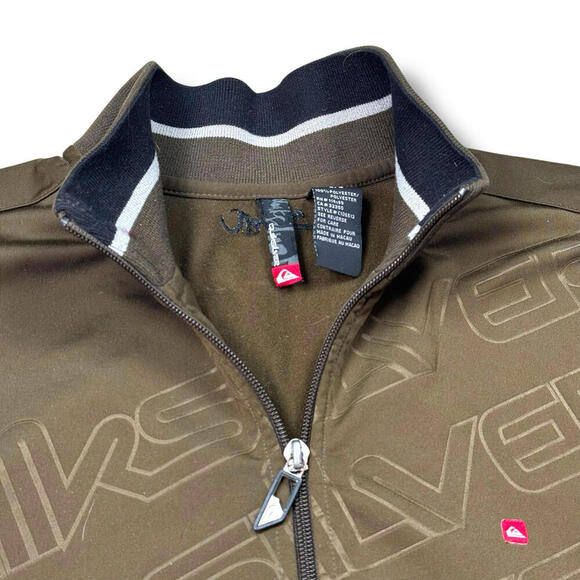 VTG Y2K Quicksilver Zip Up Track Jacket Men Size Large Green Striped Logo Skate - Picture 2 of 9